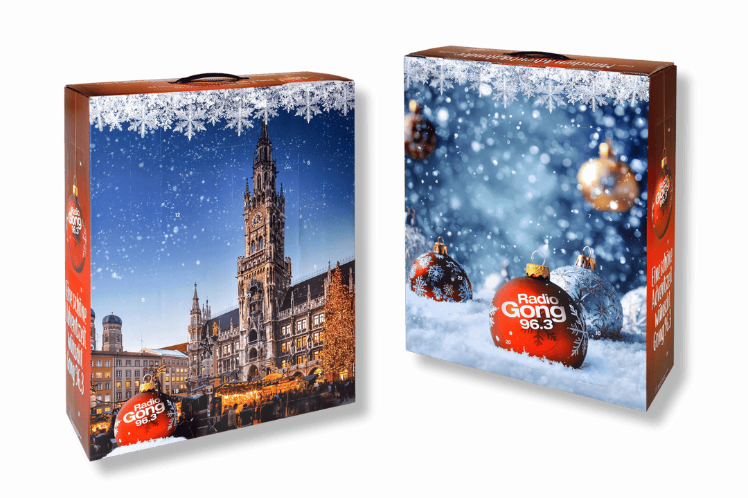 Vorder- und Rückseite des München Adventskalenders 2026